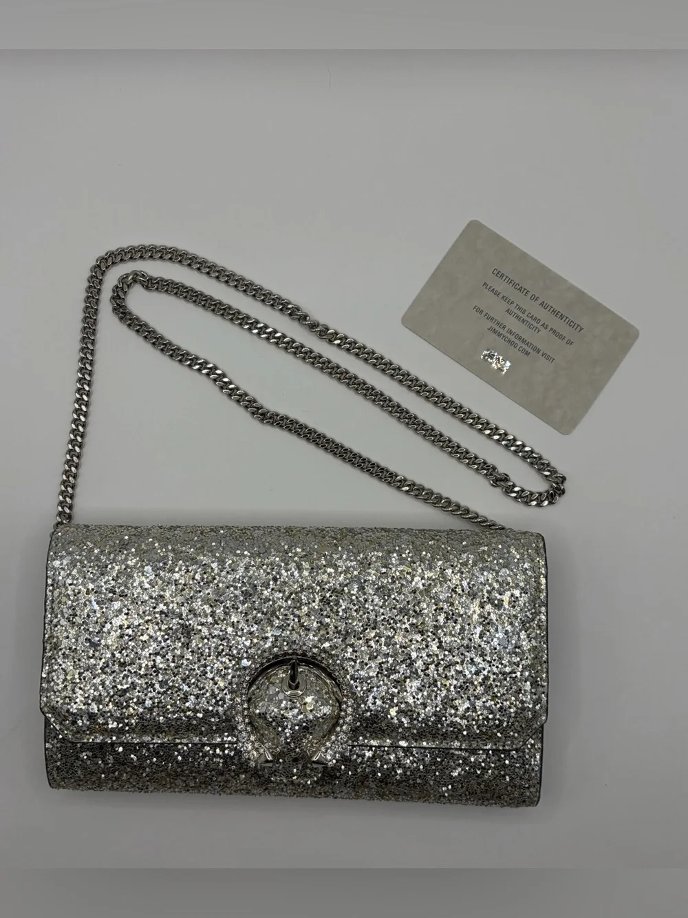 Jimmy Choo Glitter Madeline Wallet on Chain